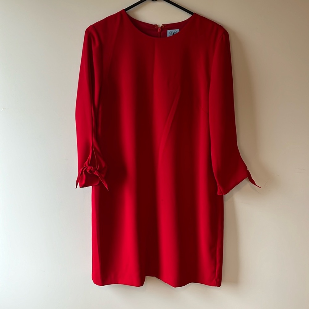 CeCe Red Midi Shift Dress